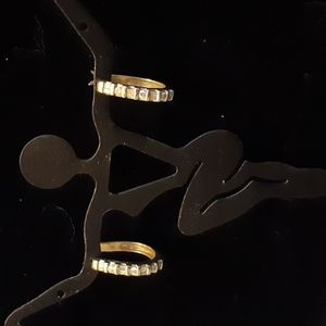 14k yellow gold diamond hoop earrings